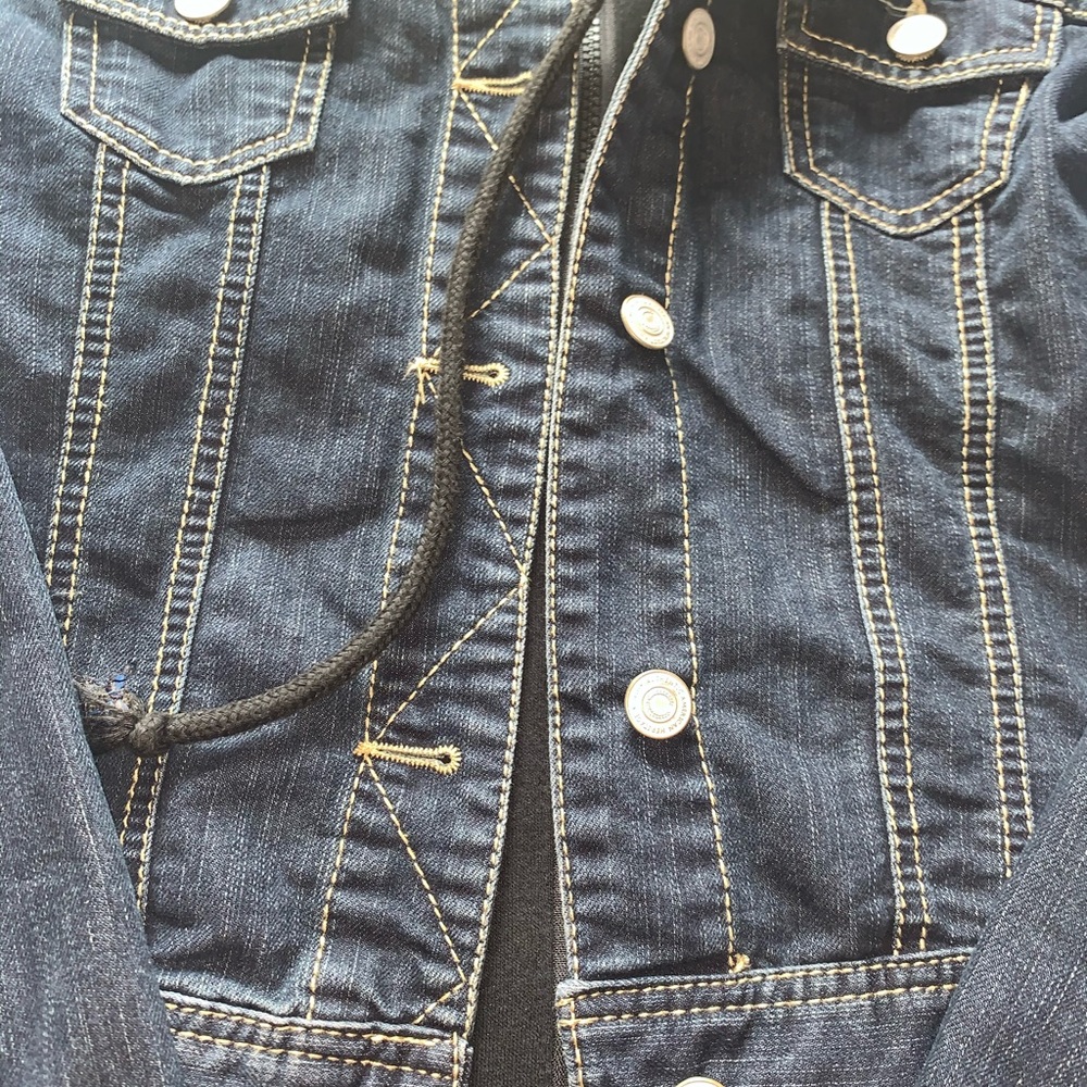 Womans jean jacket with cotton hoodie attached - Picture 3 of 8